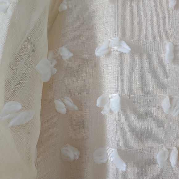 SHEIN cream tufted sheer top with cream lining, gathered sleeve cuffs, mock neck - Picture 7 of 15